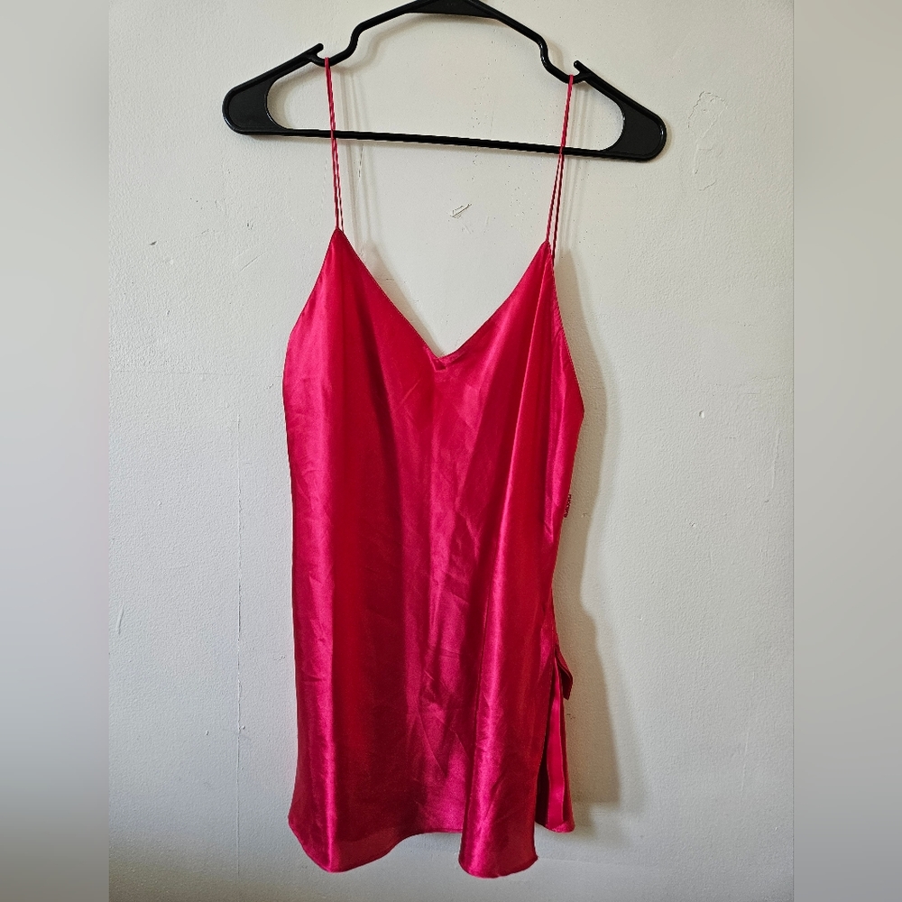Lasenza lingerie red size medium w/ slit * tie ribbon intimate silk LA SENZA top